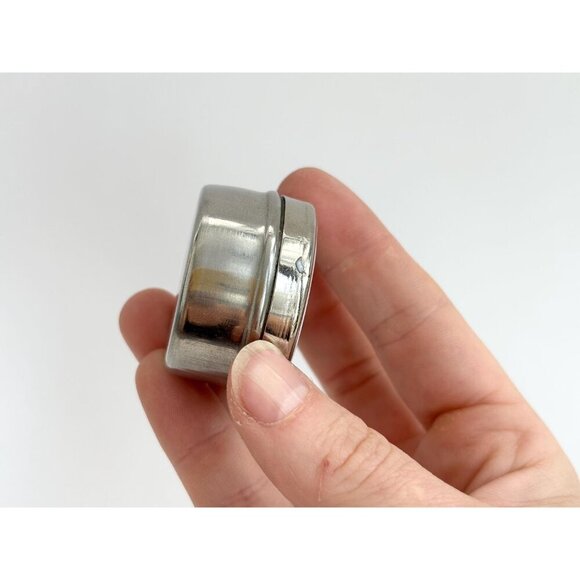 Unity White Enamel Vintage Tiny Silver Toned Catchall Container | Jewelry Box - Picture 5 of 10